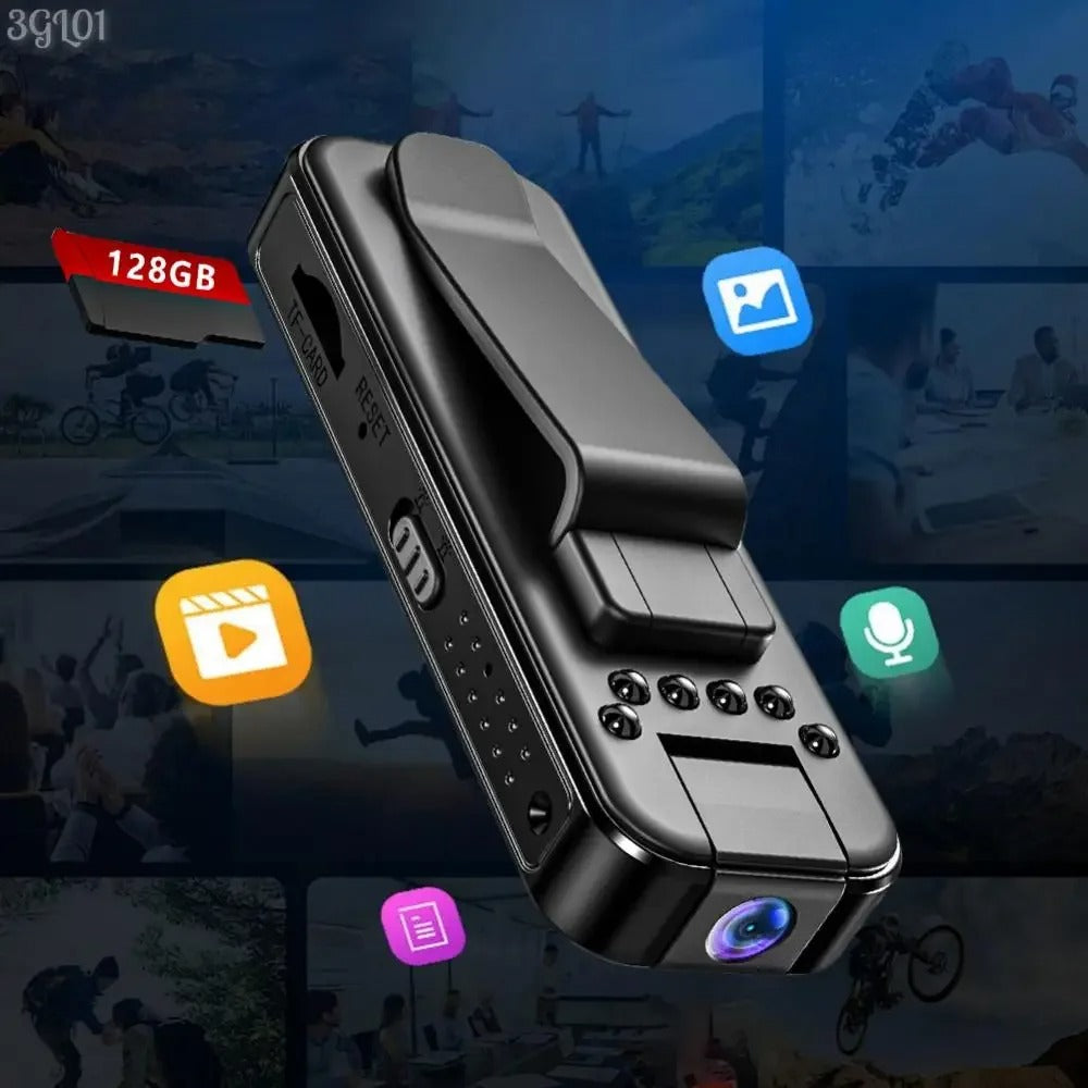 HKFUG Mini Cámara Corporal HD 1080P con Lente Giratoria de 180°