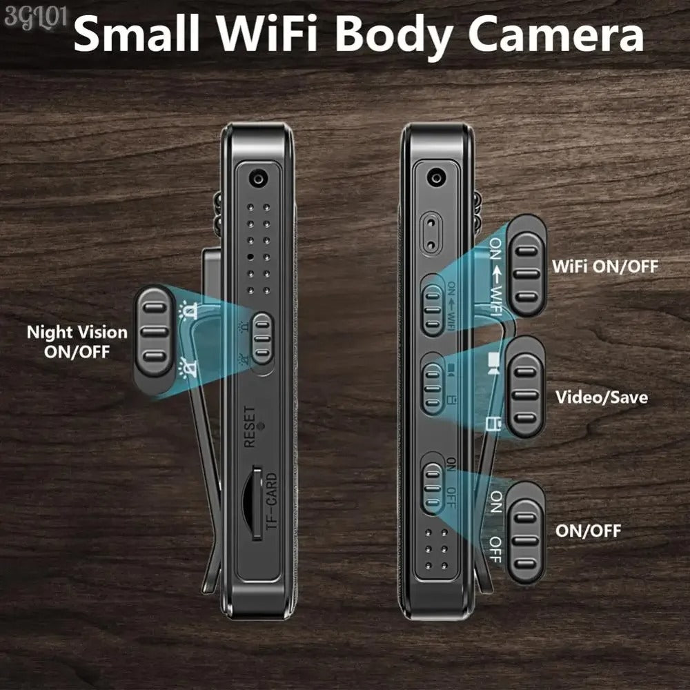 HKFUG Mini Cámara Corporal HD 1080P con Lente Giratoria de 180°