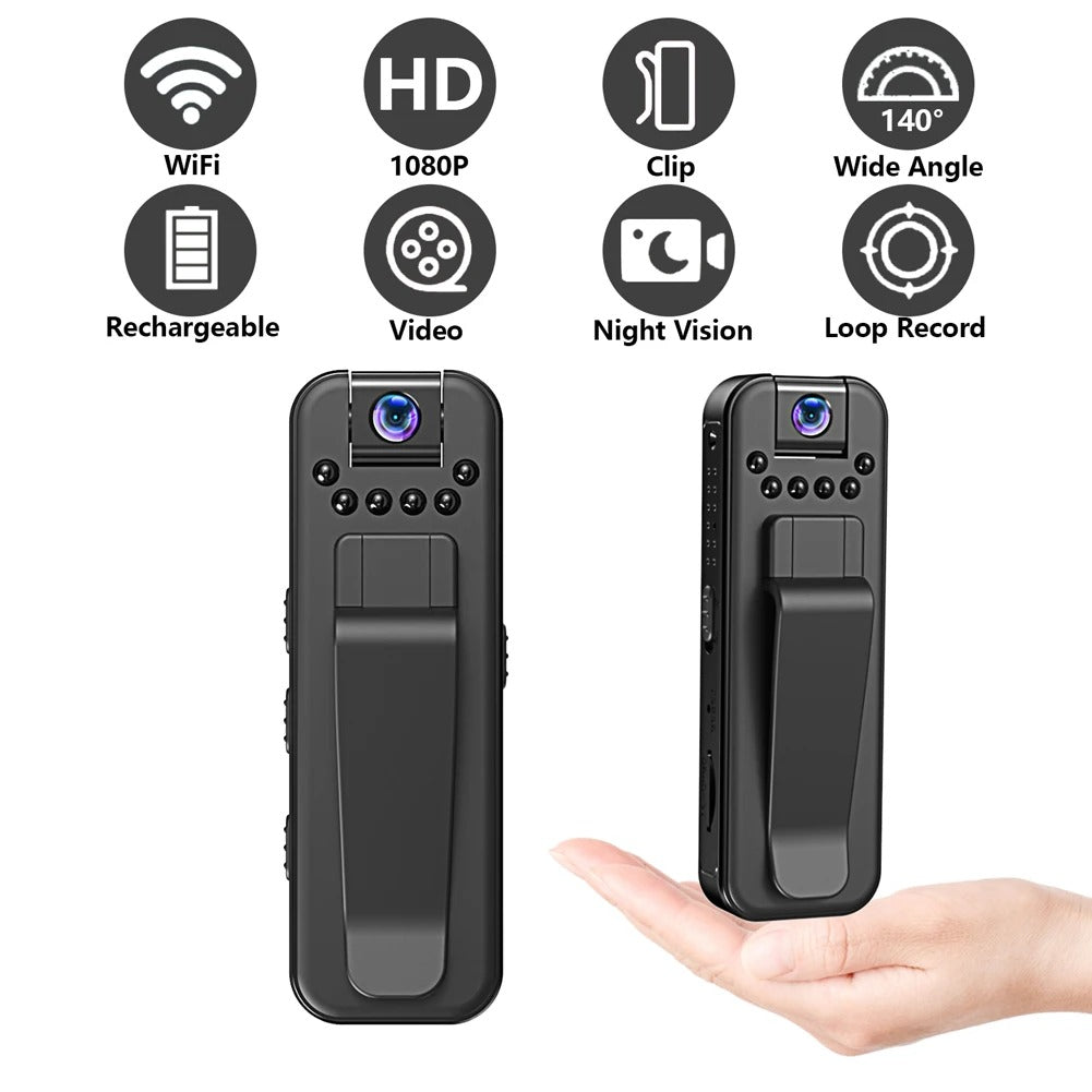 HKFUG Mini Cámara Corporal HD 1080P con Lente Giratoria de 180°