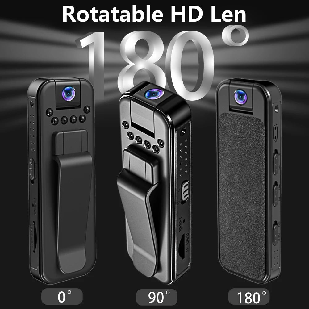 HKFUG Mini Cámara Corporal HD 1080P con Lente Giratoria de 180°