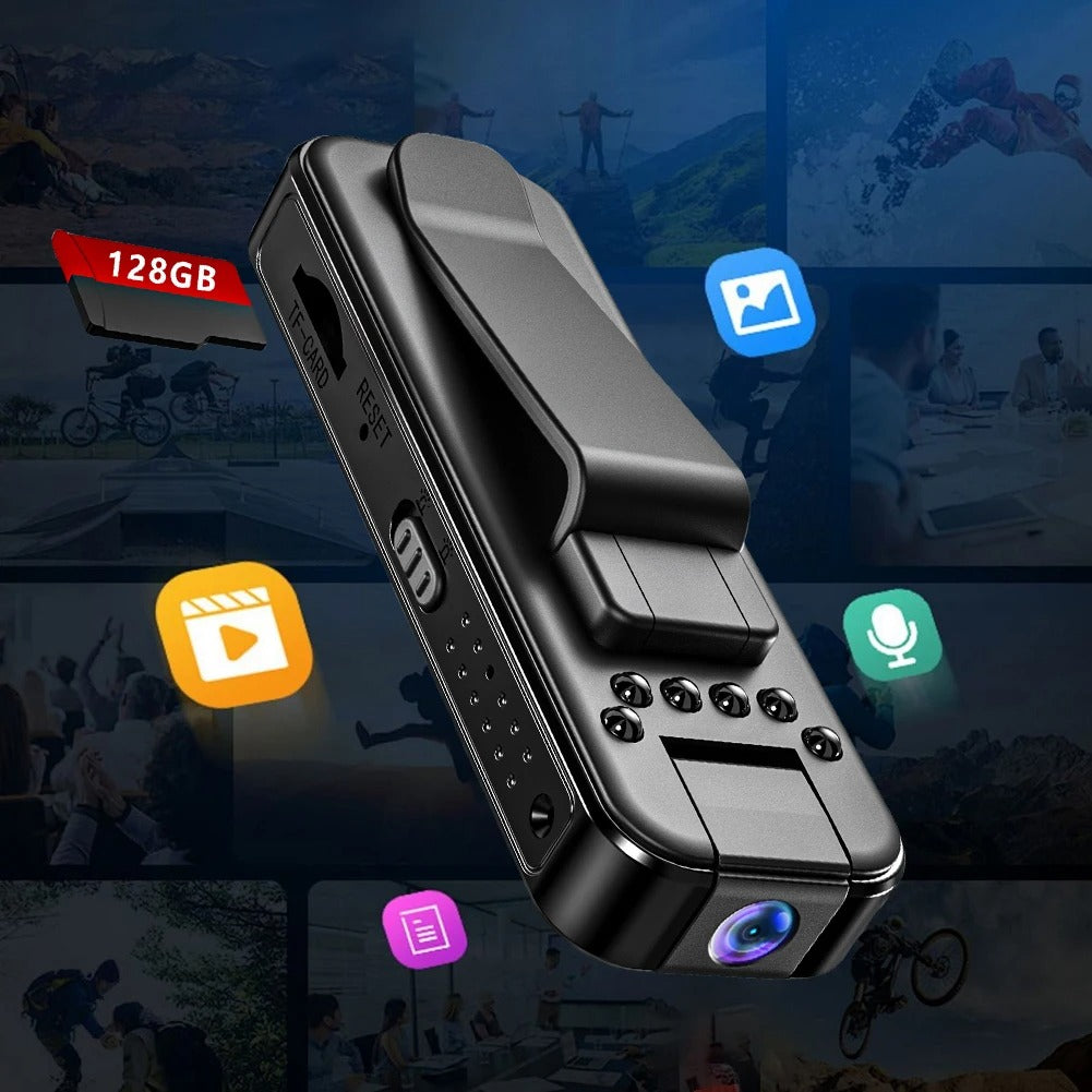 HKFUG Mini Cámara Corporal HD 1080P con Lente Giratoria de 180°