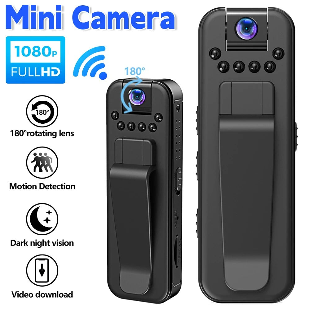 HKFUG Mini Cámara Corporal HD 1080P con Lente Giratoria de 180°